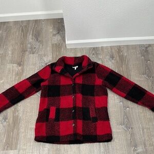 Maurices Red and Black Plaid Jacket